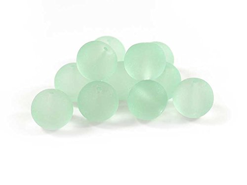 gefrostete Glasperlen in grün 12 mm 10 Stück von Vintageparts DIY-Schmuck Schmuckperlen Perlenschmuck Perlen von Vintageparts FACHHANDEL FÜR SCHMUCKZUBEHÖR