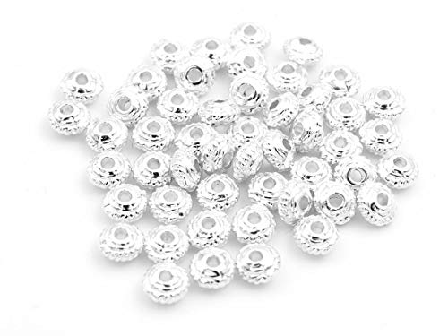 Vintageparts verzierte Zwischenperlen in silberfarben 5 mm 50 Stück DIY Schmuck von Vintageparts FACHHANDEL FÜR SCHMUCKZUBEHÖR