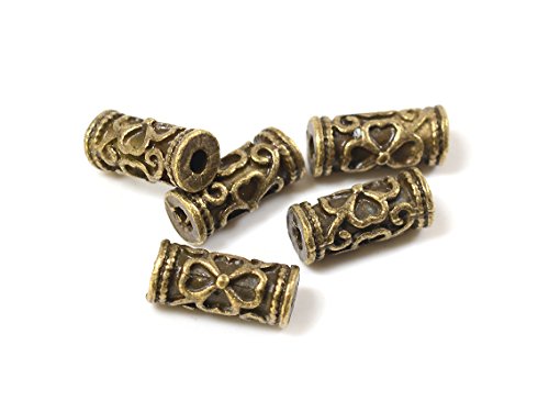 Vintageparts orientalische Zwischenperlen in antik bronzefarben 10 Stück, DIY-Schmuck, Metallperlen von Vintageparts