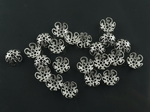 Vintageparts orientalische halbschalen Perlkappen in silberfarben 9,5 mm 50 Stück, DIY-Schmuck von Vintageparts FACHHANDEL FÜR SCHMUCKZUBEHÖR