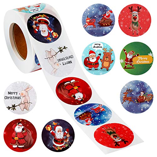 Vintoney Weihnachtsaufkleber, 500er Weihnachten Aufkleber Etiketten Schneemann Elf Glocken Schnee Rentier Xmas Kinder Stickers Versiegelung DIY Dekoration Backen Geschenktüten Handarbeit von Vintoney