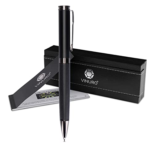 Vinuro® Eris I hochwertiger Kugelschreiber in schwarz aus Metall I Schreibset für jeden Anlass I Geschenk zu Weihnachten, Bachelor von Vinuro