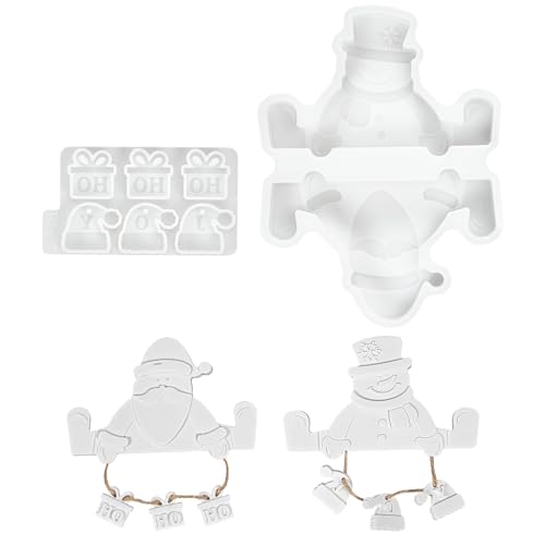 2 Stück Silikonform Weihnachten,Silikonform Weihnachtsmann Silikonform Schneemann,Silikonformen Gießformen Weihnachten,Silikonform Weihnachten Wichtel (Weihnachtsmann+Schneemann) von Vinuwu