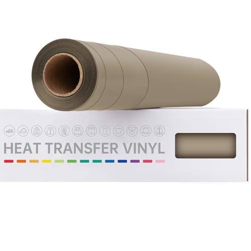 VinylRus Wärmetransfer-Vinyl, 30,5 cm x 6,1 m, Beige zum Aufbügeln, Vinyl-Rolle für Hemden, HTV-Vinyl für Silhouette Cameo, leicht zu schneiden und zu jäten von VinylRus