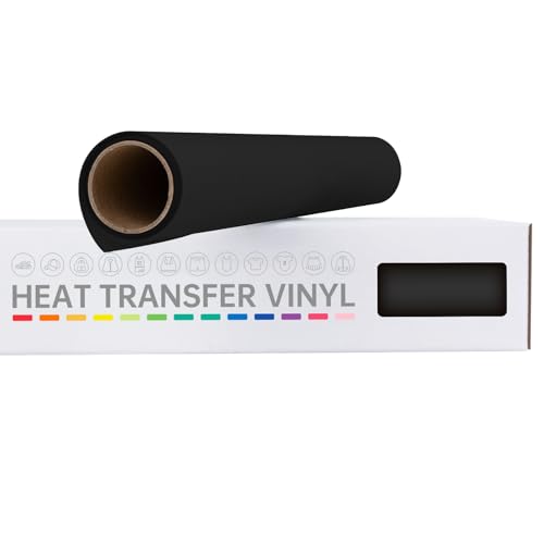 VinylRus Wärmetransfer-Vinyl-Rolle zum Aufbügeln, für Hemden, HTV-Vinyl für Silhouette Cameo, leicht zu schneiden und zu jäten, 30,5 cm x 1,8 m, Schwarz VinylRus Wärmetransfer-Vinyl-Rolle zum Aufbügeln, für Hemden, HTV-Vinyl für Silhouette Cameo, leicht zu schneiden und zu jäten, 30,5 cm x 1,8 m, Schwarz von VinylRus