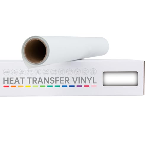 VinylRus Wärmetransfer-Vinyl-Rolle zum Aufbügeln, für Hemden, HTV-Vinyl für Silhouette Cameo, leicht zu schneiden und zu jäten, 30,5 cm x 1,8 m, Weiß VinylRus Wärmetransfer-Vinyl-Rolle zum Aufbügeln, für Hemden, HTV-Vinyl für Silhouette Cameo, leicht zu schneiden und zu jäten, 30,5 cm x 1,8 m, Weiß von VinylRus