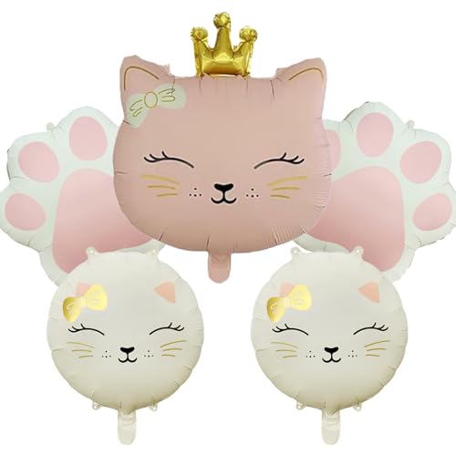 5 Stück Folienballon Katze, XXL Katzen Deko Luftballons Geburtstag Set, Kronen-Katzenballon Katze Helium Ballon, Süße Katzenkrallenballons Kindergeburtstag Deko 5 Stück Folienballon Katze, XXL Katzen Deko Luftballons Geburtstag Set, Kronen-Katzenballon Katze Helium Ballon, Süße Katzenkrallenballons Kindergeburtstag Deko von Viojrlly