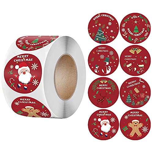 Viojrlly 500 Stück Weihnachtsaufkleber, Vinyl-Aufkleber, Glänzend, Wasserfest, Outdoor, Kindlich, Weihnachts-Thema, Aufkleber, Rollen von Viojrlly