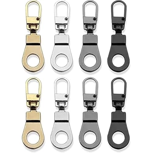 8-Teiliges Set mit 4 farbigen Reißverschlüssen, abnehmbare Metallreißverschlüsse, Ersatzreißverschlüsse, Reißverschluss-Reparaturset zum Flicken von Kleidung von Viojrlly