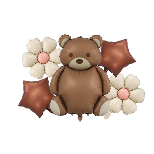 Bär Folienballon Geburtstagsdeko, 5 Stück Bären Stern Gänseblümchen Luftballon Deko Set, Große Bär Helium Ballons für Kinder Geburtstags, Niedliche Braunen Bären Luftballon für Junge Mädchen Bär Folienballon Geburtstagsdeko, 5 Stück Bären Stern Gänseblümchen Luftballon Deko Set, Große Bär Helium Ballons für Kinder Geburtstags, Niedliche Braunen Bären Luftballon für Junge Mädchen von Viojrlly