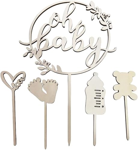 Cake Topper Holz 5 Stück, Kuchen Dekorationen, Taufe Kuchen Topper, Baby-Taufe Dekorationen, Geschlecht Reveal Party Dekorationen, Kinder-Taufe Dekorationen Kuchen Topper Cake Topper Holz 5 Stück, Kuchen Dekorationen, Taufe Kuchen Topper, Baby-Taufe Dekorationen, Geschlecht Reveal Party Dekorationen, Kinder-Taufe Dekorationen Kuchen Topper von Viojrlly