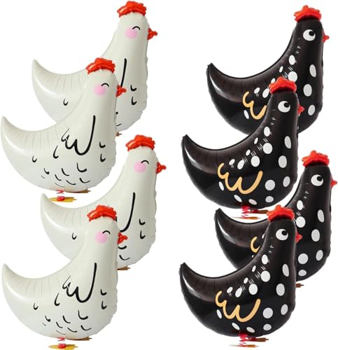 Packung mit 8 Folienballons Henne, Ballon Geburtstag Tier, Helium Ballon Huhn Folienballon, weiß und schwarz leeren Huhn Ballon, Henne Ballon Kindergeburtstag Party Dekoration Packung mit 8 Folienballons Henne, Ballon Geburtstag Tier, Helium Ballon Huhn Folienballon, weiß und schwarz leeren Huhn Ballon, Henne Ballon Kindergeburtstag Party Dekoration von Viojrlly
