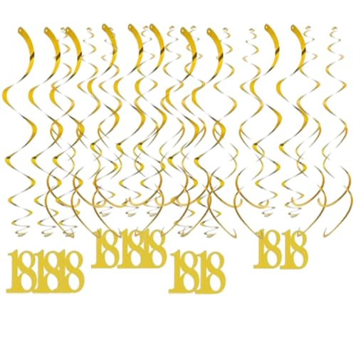Party-Dekorationen zum 18. Geburtstag, Spiral Wirbel Deckenhänger Gold Deko für Mädchen, 18. Geburtstag Hängedeko mit Bändern und Ösen, Hängenden Wirbeln und Luftschlangen für 18. Geburtstag Party-Dekorationen zum 18. Geburtstag, Spiral Wirbel Deckenhänger Gold Deko für Mädchen, 18. Geburtstag Hängedeko mit Bändern und Ösen, Hängenden Wirbeln und Luftschlangen für 18. Geburtstag von Viojrlly