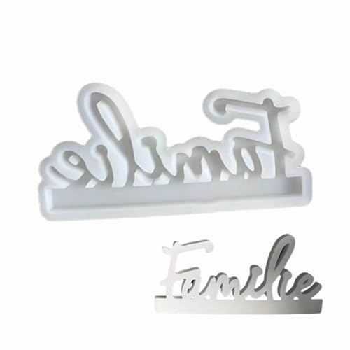Silikonformen Gießformen, Familie Wort Deutschem Silikonformen, 3D Kerzenhalter Silikon Gießform Gießforme Heimdekoration, Gipsformen zum Gießen DIY Teelichthalter Giessform (Familie) von Viojrlly