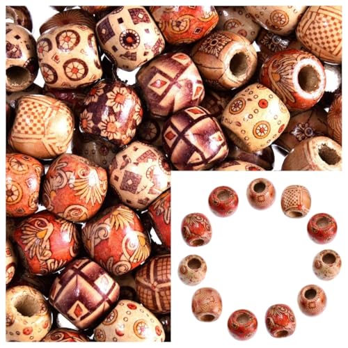 Viojrlly 100 Stück Holzperlen Gemalt Holz Perlen mit großem Loch, 10mm Natur Bastelperlen zum Auffädeln Verschiedene Gedruckte Muster für Schmuck Armband Halskette Haar Zöpfe DIY Handwerk Viojrlly 100 Stück Holzperlen Gemalt Holz Perlen mit großem Loch, 10mm Natur Bastelperlen zum Auffädeln Verschiedene Gedruckte Muster für Schmuck Armband Halskette Haar Zöpfe DIY Handwerk von Viojrlly