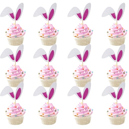Viojrlly 12 Stück Glitzer Hasenohren Cupcake Toppers, Ostern Tortendeko, Hasenohren Kuchen Deko Osterfest für Ostern Party Dekoration,Hase Cupcake Deko für Ostern Babyparty Häschenparty Viojrlly 12 Stück Glitzer Hasenohren Cupcake Toppers, Ostern Tortendeko, Hasenohren Kuchen Deko Osterfest für Ostern Party Dekoration,Hase Cupcake Deko für Ostern Babyparty Häschenparty von Viojrlly