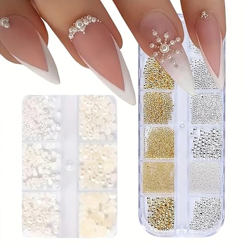 Viojrlly 2 Stück Nagel Perlen Perlen Nägel Beads Edelstahl Perlen Gold und Silberne Perlen Nägel 3D Mini Micro Nail Art Nagelkaviar Nagel Art Dekor Nagelzubehör Mini Strasssteine Deco Nagelnagel Viojrlly 2 Stück Nagel Perlen Perlen Nägel Beads Edelstahl Perlen Gold und Silberne Perlen Nägel 3D Mini Micro Nail Art Nagelkaviar Nagel Art Dekor Nagelzubehör Mini Strasssteine Deco Nagelnagel von Viojrlly