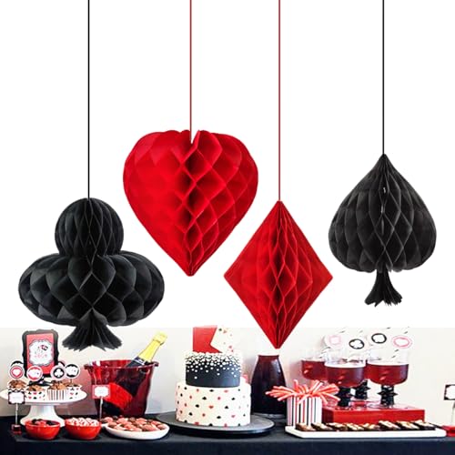 Viojrlly 4 Set Wabenbälle Bunt Casino Wabenbälle Las Vegas Party Nacht Party Dekorationen Hängende Wabenbälle für Casino Magie Themed Birthday Backdrop Dekoration Zeremonie Dekoration Rot Schwarz Viojrlly 4 Set Wabenbälle Bunt Casino Wabenbälle Las Vegas Party Nacht Party Dekorationen Hängende Wabenbälle für Casino Magie Themed Birthday Backdrop Dekoration Zeremonie Dekoration Rot Schwarz von Viojrlly