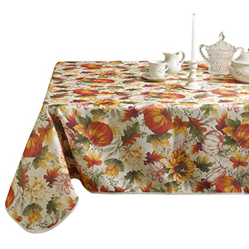 Europäische Herbsternte Kürbisse und Herbstblätter, Bedruckte Tischdecke, 152,4 x 213,4 cm Europäische Herbsternte Kürbisse und Herbstblätter, Bedruckte Tischdecke, 152,4 x 213,4 cm von Violet Linen
