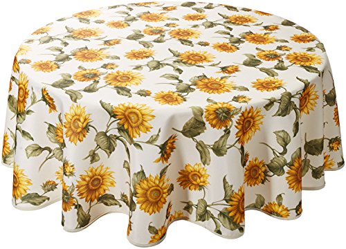 Tischdecke mit Sonnenblumen-Motiv, rund, 152,4 cm von Violet Linen