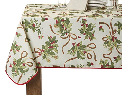 Violet Linen European Seasonal Christmas Ribbons Oblong/Rectangle Tablecloth, 60" X 120, Beige Violet Linen European Seasonal Christmas Ribbons Oblong/Rectangle Tablecloth, 60" X 120, Beige von Violet Linen