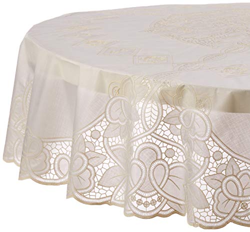 Violet Linen Tischdecke, Vinyl, rund, 183 cm, Beige Violet Linen Tischdecke, Vinyl, rund, 183 cm, Beige von Violet Linen
