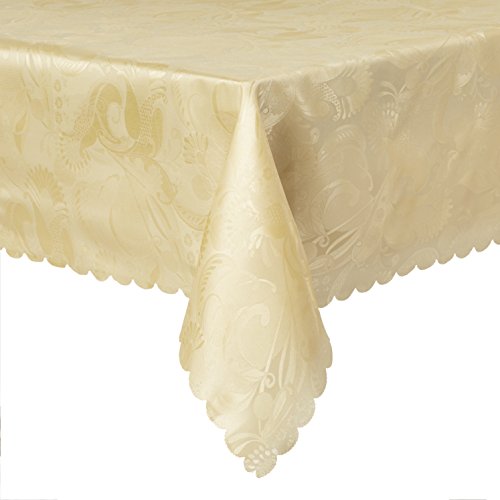 Violet Linen Tischdecke im europäischen Rosen-Design, rund, 152,4 cm, goldfarben von Violet Linen