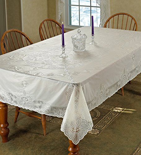 Violet Linen Vinyl-Tischdecke, Betenburg-Design, rechteckig, 137,2 x 182,9 cm, Beige von Violet Linen