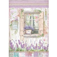 Motiv-Strohseide "Fenster in der Provence" von Violett