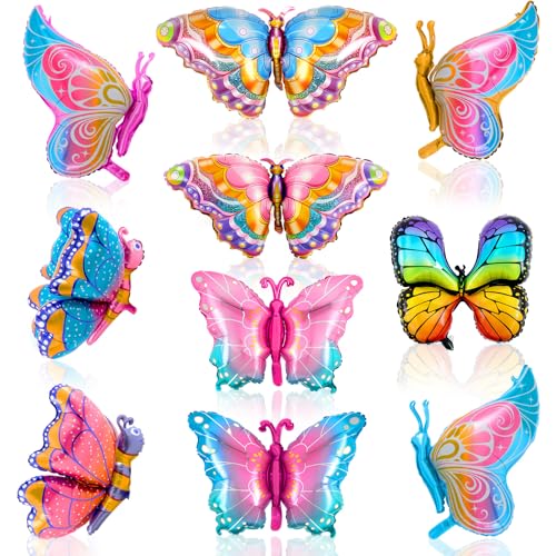VioraWhite 10 Stück 81,3 cm große Schmetterlingsballons Dekorationen 3D große Schmetterling Helium Folienballons für Geburtstag Hochzeit Babyparty Party Dekor von VioraWhite