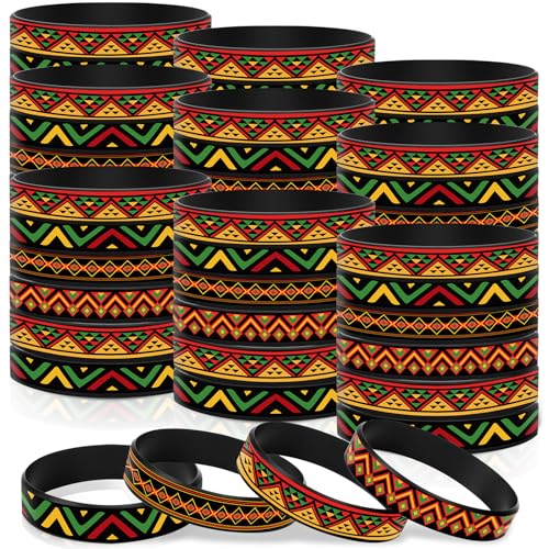 VioraWhite 120 Stück schwarze Geschichte Monat Armbänder Bulk afrikanisches Silikon Gummi Armband Kente Juneteenth Armbänder für afrikanische Feste Juni Party Favors VioraWhite 120 Stück schwarze Geschichte Monat Armbänder Bulk afrikanisches Silikon Gummi Armband Kente Juneteenth Armbänder für afrikanische Feste Juni Party Favors von VioraWhite