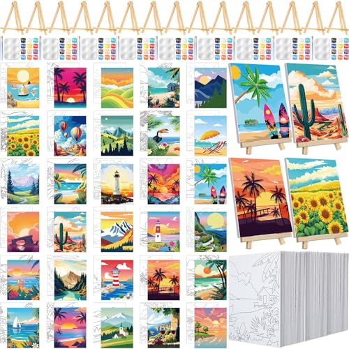 VioraWhite 30-teiliges Set vorgezeichnete Leinwand zum Malen für Erwachsene, Trink- und Malset mit Staffeleien, 20,3 x 25,4 cm, vorgedruckte Leinwände mit Farben, Stiftpaletten für Party, DIY VioraWhite 30-teiliges Set vorgezeichnete Leinwand zum Malen für Erwachsene, Trink- und Malset mit Staffeleien, 20,3 x 25,4 cm, vorgedruckte Leinwände mit Farben, Stiftpaletten für Party, DIY von VioraWhite