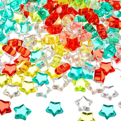 VioraWhite 300 Stück Weihnachts-Vasenfüller, Acryl, Eissteine, Stern-Kristalle, Edelsteine, Weihnachtssternform, rot, grün, klar und gelb, Perlen für Vasen für Tischdekorationen, Tafelaufsätze VioraWhite 300 Stück Weihnachts-Vasenfüller, Acryl, Eissteine, Stern-Kristalle, Edelsteine, Weihnachtssternform, rot, grün, klar und gelb, Perlen für Vasen für Tischdekorationen, Tafelaufsätze von VioraWhite