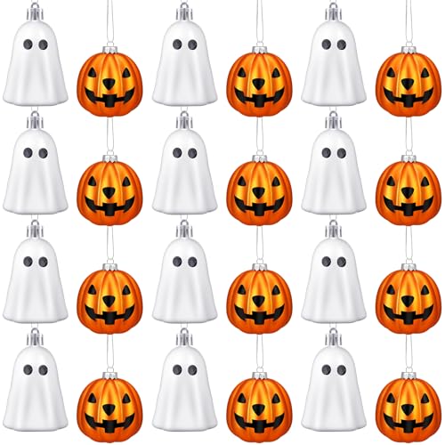 VioraWhite Halloween-Hängeornamente, niedlicher silberfarbener Geist und goldener Kürbislaterne, Dekoration, Mini-Kunststoff, Halloween-Baumschmuck für Zuhause, Urlaub, Party, Dekoration, 20 Stück VioraWhite Halloween-Hängeornamente, niedlicher silberfarbener Geist und goldener Kürbislaterne, Dekoration, Mini-Kunststoff, Halloween-Baumschmuck für Zuhause, Urlaub, Party, Dekoration, 20 Stück von VioraWhite