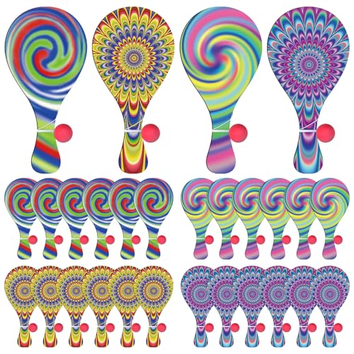 VioraWhite Psychedelische Paddelball-Spiele, lustiger Paddelball mit Schnur, Vintage-Retro-Paddelball-Set, mehrteiliges Partyzubehör, Preise, für drinnen und draußen, 24 Stück VioraWhite Psychedelische Paddelball-Spiele, lustiger Paddelball mit Schnur, Vintage-Retro-Paddelball-Set, mehrteiliges Partyzubehör, Preise, für drinnen und draußen, 24 Stück von VioraWhite