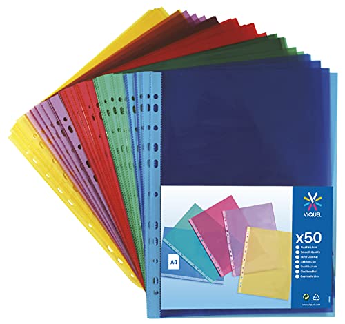 Viquel 208254 Dokumenthüllen gelocht Polypropylen buntes Sortiment, 50 Stück, A4 Viquel 208254 Dokumenthüllen gelocht Polypropylen buntes Sortiment, 50 Stück, A4 von Viquel