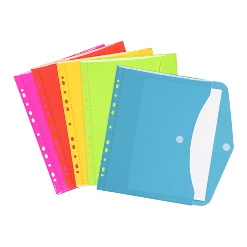 Viquel - 5 Stück A4 gelochte Hüllen - A4 Briefumschläge mit Klappen für Ordner - A4 Happy Neon Erweiterbare Hüllen Viquel - 5 Stück A4 gelochte Hüllen - A4 Briefumschläge mit Klappen für Ordner - A4 Happy Neon Erweiterbare Hüllen von Viquel