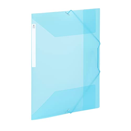 Viquel - Große Kapazität Kunststoff 3 Klappen Ordner - A4 Aktenbox mit ID-Etikett - Transluzent Blau von Viquel