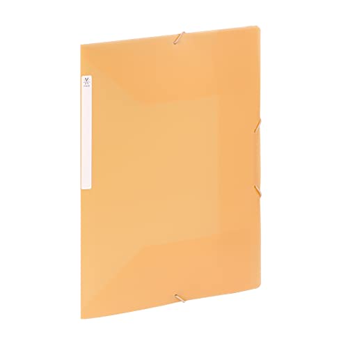 Viquel - Große Kapazität Kunststoff 3 Klappen Ordner - A4 Aktenbox mit ID-Etikett - Transluzent Orange von Viquel