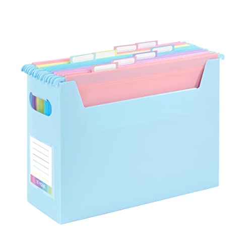Viquel - Ordnerbox Easycase gefüllt mit 8 Hängemappen A4 Rainbow Pastell - Pastellblau von Viquel