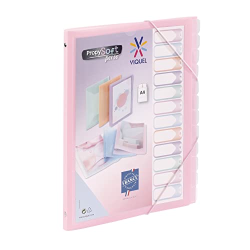 Viquel - Propysoft A4 Organizer mit 12 Fächern – Gummibandverschluss – transluzent rosa von Viquel