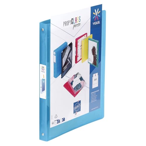 Viquel - Flexibler Ordner, A4, personalisierbar, 4 Ringe, Rücken 2,5 cm, Blau transluzent Viquel - Flexibler Ordner, A4, personalisierbar, 4 Ringe, Rücken 2,5 cm, Blau transluzent von Viquel