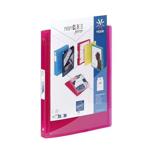 Viquel - Flexibler Ordner, A4, personalisierbar, 4 Ringe, Rücken 2,5 cm, Himbeerrot, durchscheinend Viquel - Flexibler Ordner, A4, personalisierbar, 4 Ringe, Rücken 2,5 cm, Himbeerrot, durchscheinend von Viquel