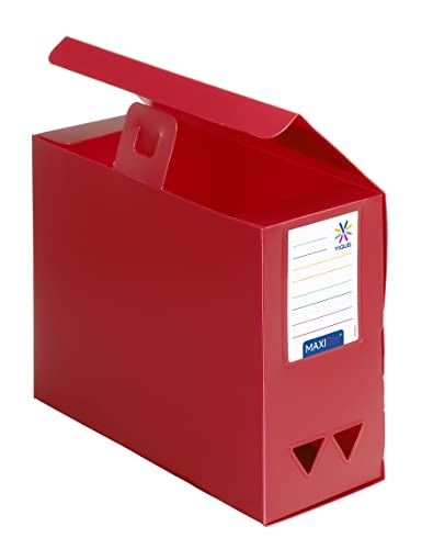 Viquel Maxi Doc Aufbewahrungsbox, Archivbox aus Polypropylen, große Kapazität, Rücken 120 mm, Rot von Viquel