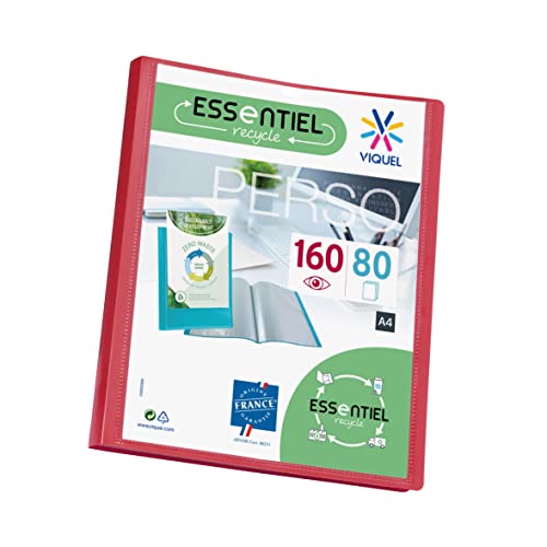 Viquel - Präsentationsmappe, 160 Seiten, A4-Format, personalisierbare Einband, glatte, transparente Hüllen, recycelt, Rot von Viquel