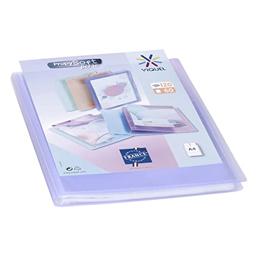 Viquel - Propysoft Dokumentenmappe, DIN A4, 120 Bilder (60 Hüllen) Propysoft Klarsichthüllen transparent glatt violett durchscheinend von Viquel