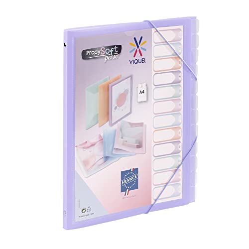 Viquel - Propysoft Organizer mit 12 Fächern, DIN A4, anpassbar, Gummibandverschluss, durchscheinend, Violett von Viquel