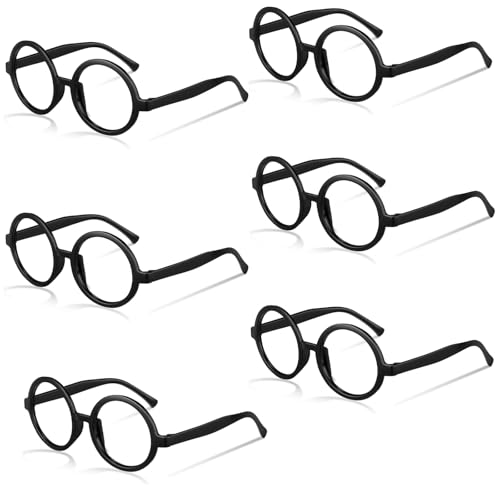 VireEyU 6 Stück Zaubererbrille – Runde Kunststoffrahmen ohne Gläser, Perfekt für Cosplay, Kostümpartys, Halloween und Fantasie-Outfits, Ideales Zubehör für Magische Kostüme VireEyU 6 Stück Zaubererbrille – Runde Kunststoffrahmen ohne Gläser, Perfekt für Cosplay, Kostümpartys, Halloween und Fantasie-Outfits, Ideales Zubehör für Magische Kostüme von VireEyU