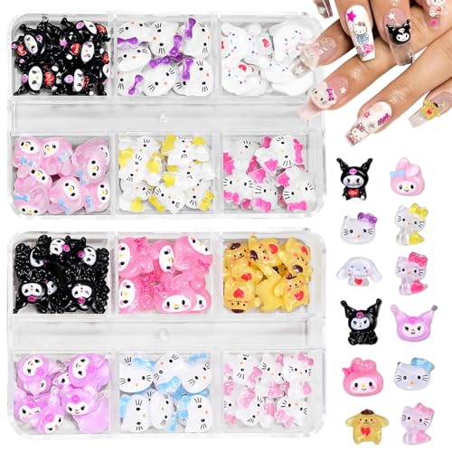 3D Cartoon Nägel Charms - 96 Pcs Niedlich Nagel Schmuck - Nagelschmuck mit Hase Katze Welpe Design - Bunt Zeichentrick-Tier Nagelstecker Schmucksteine - Nail Charms für Frauen Mädchen DIY-Dekoration 3D Cartoon Nägel Charms - 96 Pcs Niedlich Nagel Schmuck - Nagelschmuck mit Hase Katze Welpe Design - Bunt Zeichentrick-Tier Nagelstecker Schmucksteine - Nail Charms für Frauen Mädchen DIY-Dekoration von Virellay