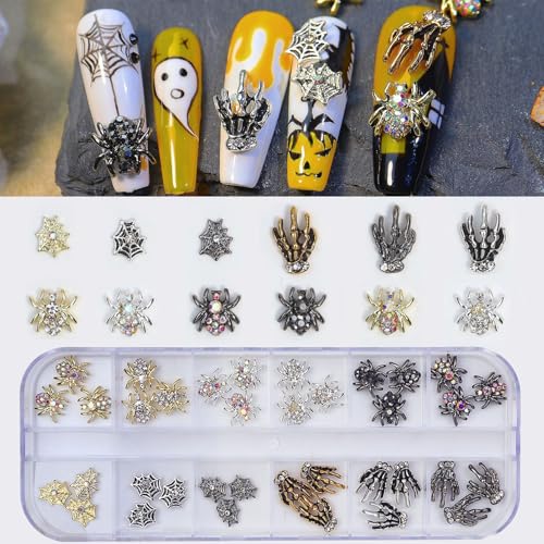 Virellay Halloween Nail Charms - Hand Nagel Kunst Dekorationen für Halloween Party Versorgung Nägel DIY Dekoration (Gold) von Virellay